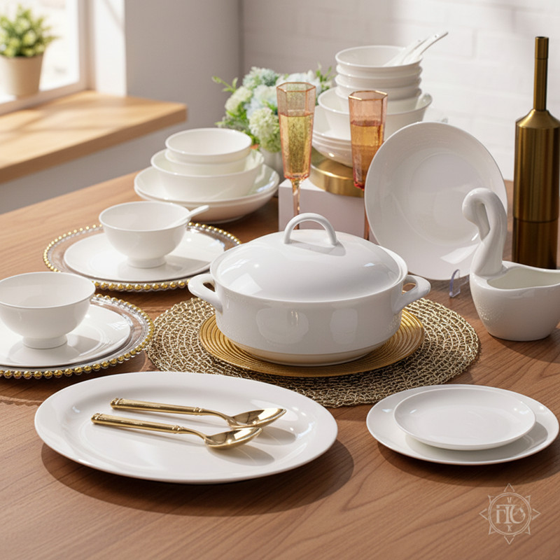 2025新款景德镇纯白釉下彩餐具