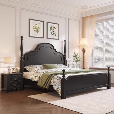 法式复古实木床主卧双人大床1米8简约现代美式轻奢1米5公主安娜床