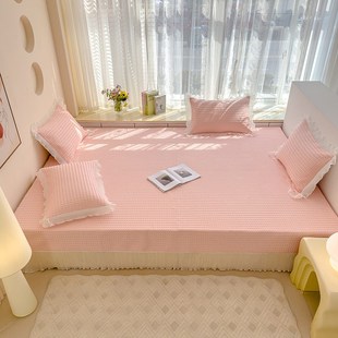 冰豆豆榻榻米床盖冰丝凉席夏季 空调软席凉感丝防滑床单三件套一件