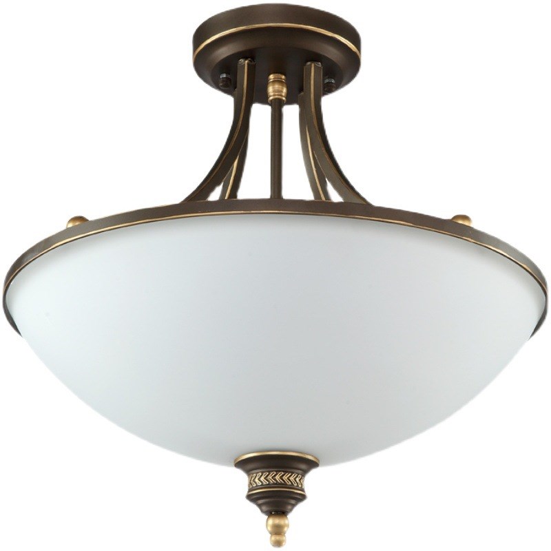 美式复古半吸顶灯铁艺简约卧室乡村风格书房阳台过道走廊灯饰灯具