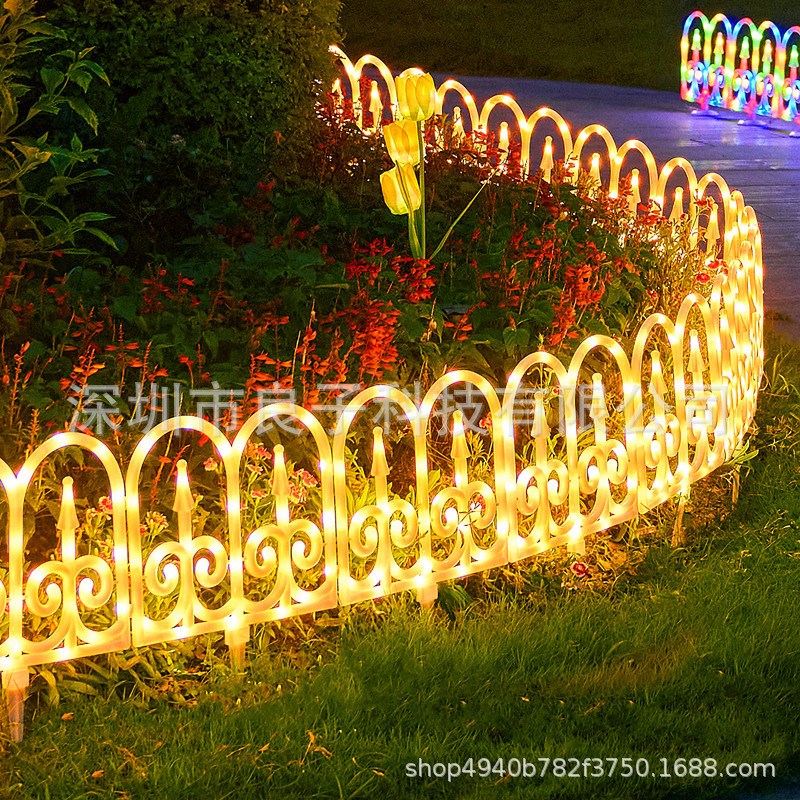 新款太阳能围栏灯棚栏杆户外彩灯庭院花园草坪圣诞布置氛围装饰灯