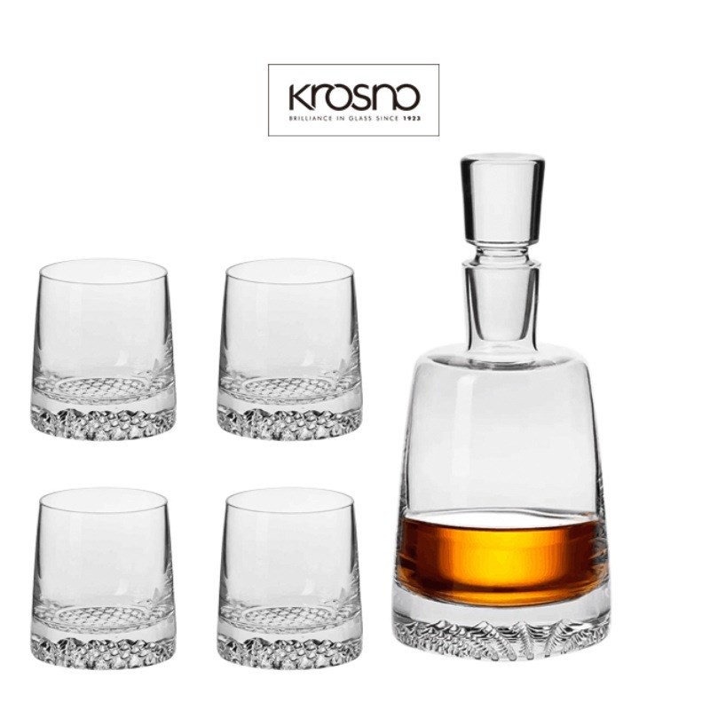 KROSNO波兰进口纯手工家用玻璃威士忌酒具套装洋酒樽洋酒杯3件套