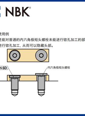 NBK SSHS-SD 内六角极短头小头螺栓省空间SUSXM7 M2~M10 机械厂家