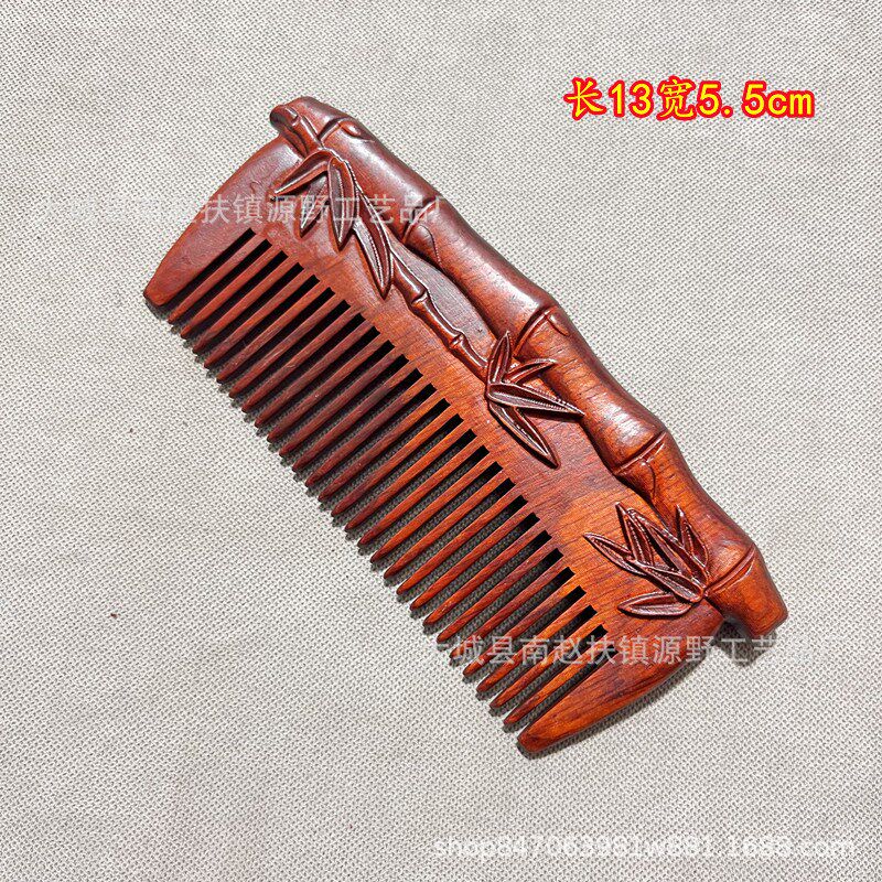 厂家紫檀木梳雕花古风雕花梳木质密齿家用女士喜婚庆檀木梳子