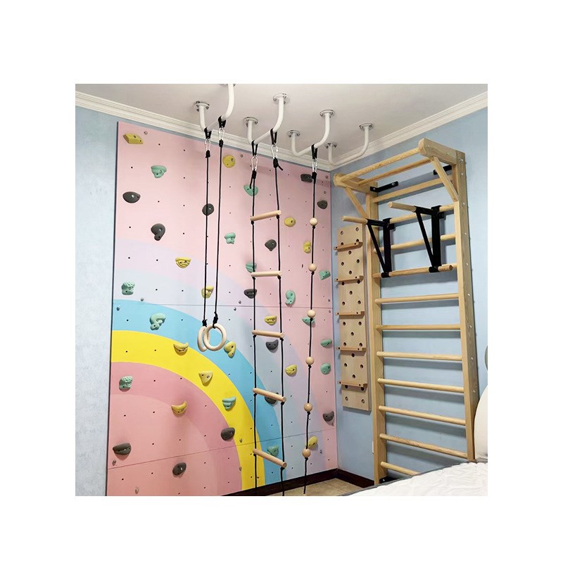 青少年家用攀岩墙室内外实木质PE板体能拓展训练儿童攀登攀爬架