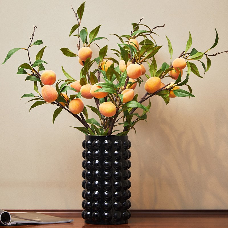 仿真花水果水蜜桃果树枝黄桃子果实假花干树枝工程造景家居装饰品