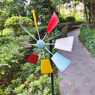 跨境户外田园景区庄园花朵款 观赏粉色郁金香铁艺风车复古唯美