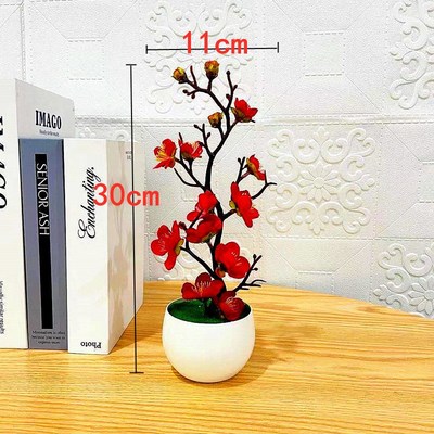 Bonsai Silk Flowers Plum Blossoms Artificial Plant Fake
