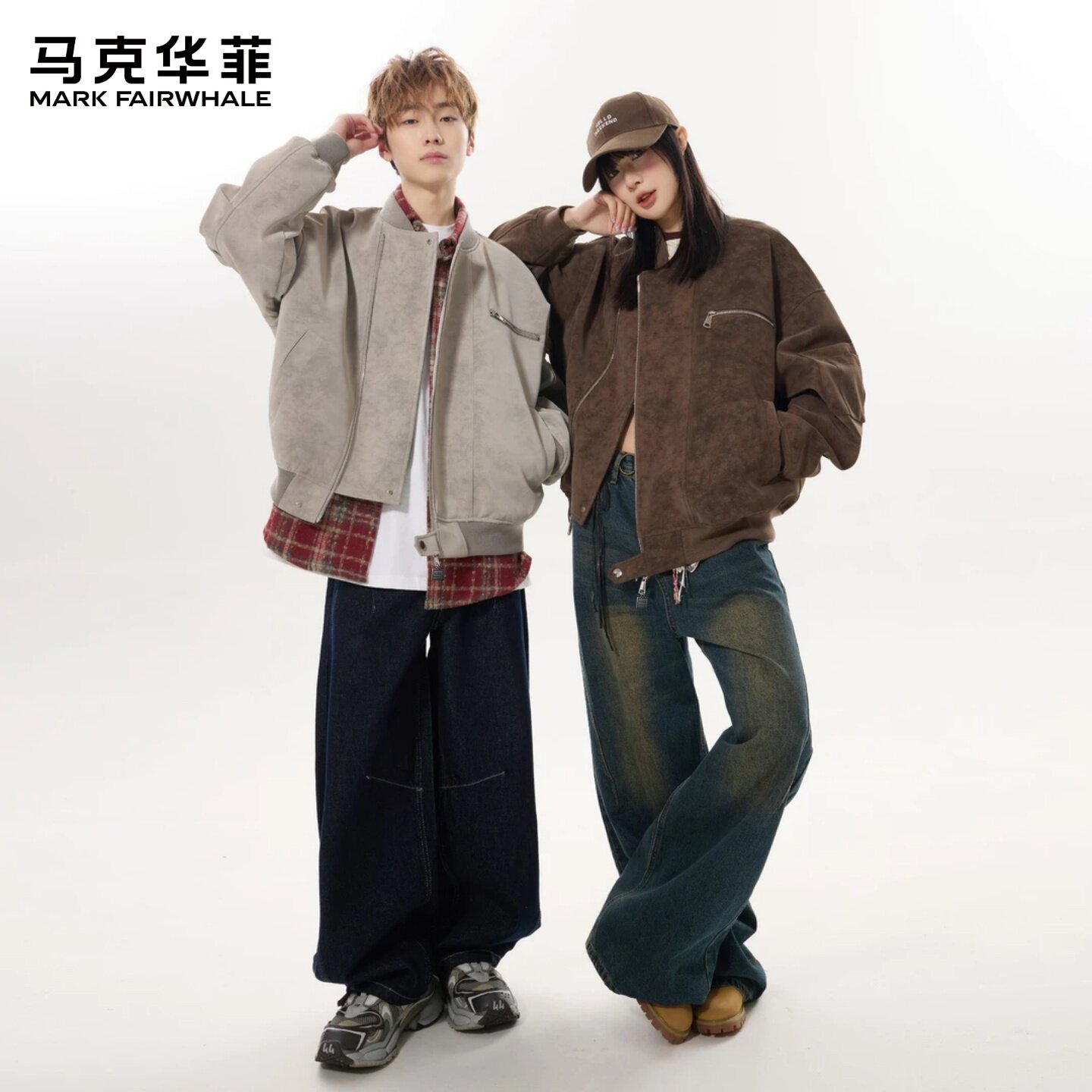 马克华菲美式复古麂皮绒皮衣外套皮衣