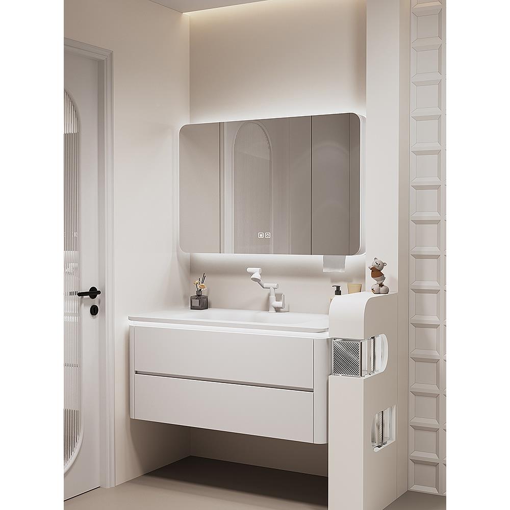 9L橡木F78JMHHT烤漆浴室柜A组合岩板热弯陶瓷奶体一盆卫生间油风