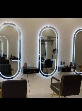 理发台店镜美发店镜子发PDD10032廊专用ED带灯网红剪壁挂式简约欧