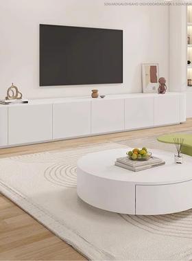 客奶油风白色腰果圆形茶户KAI几电视柜组合型厅家用轻奢现小代简