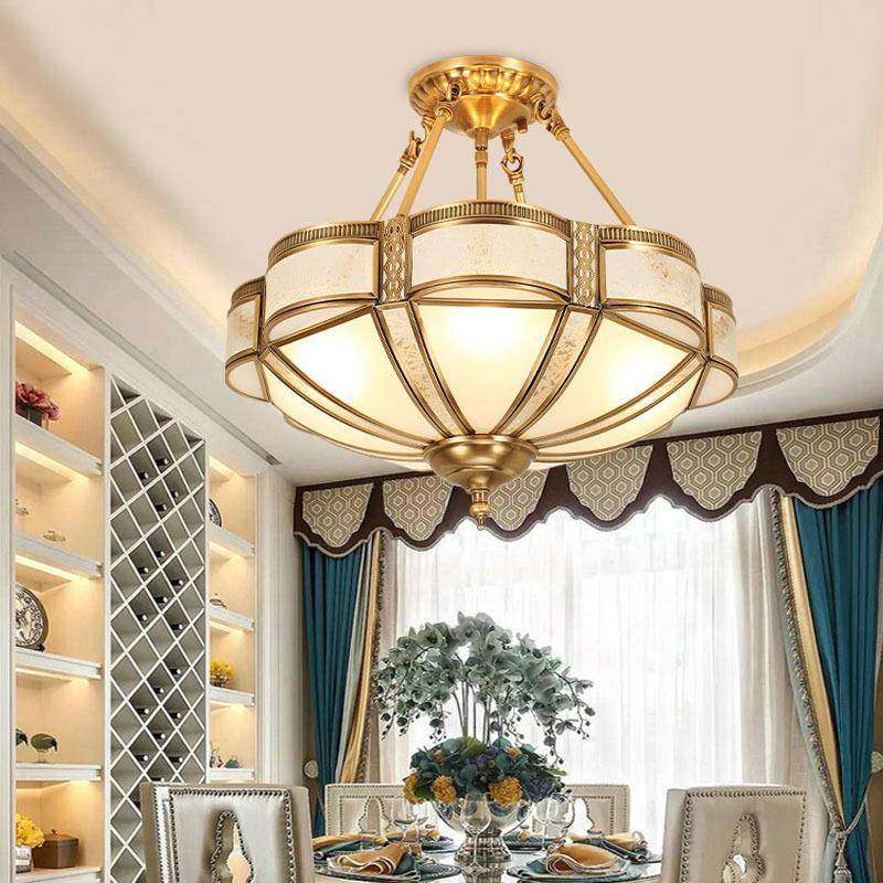 美式全铜卧吸21538顶灯室欧式复古餐厅L书D房轻奢大气主卧圆形E吸