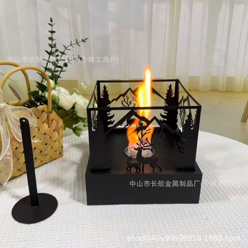 新款桌面酒精火炉户外观装饰品壁炉灯便携式无烟取暖火盆厂家真火
