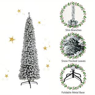 跨境热卖圣诞节植绒铅笔植树绒铅笔树.12米-2加.1米白色落雪密圣