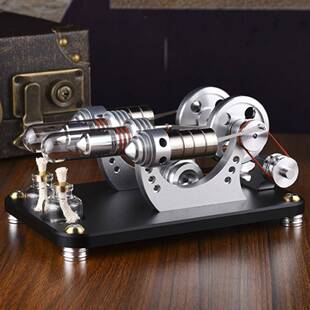 可发天平金属款气缸斯特林动机动发电机微型迷你发外燃机676模型