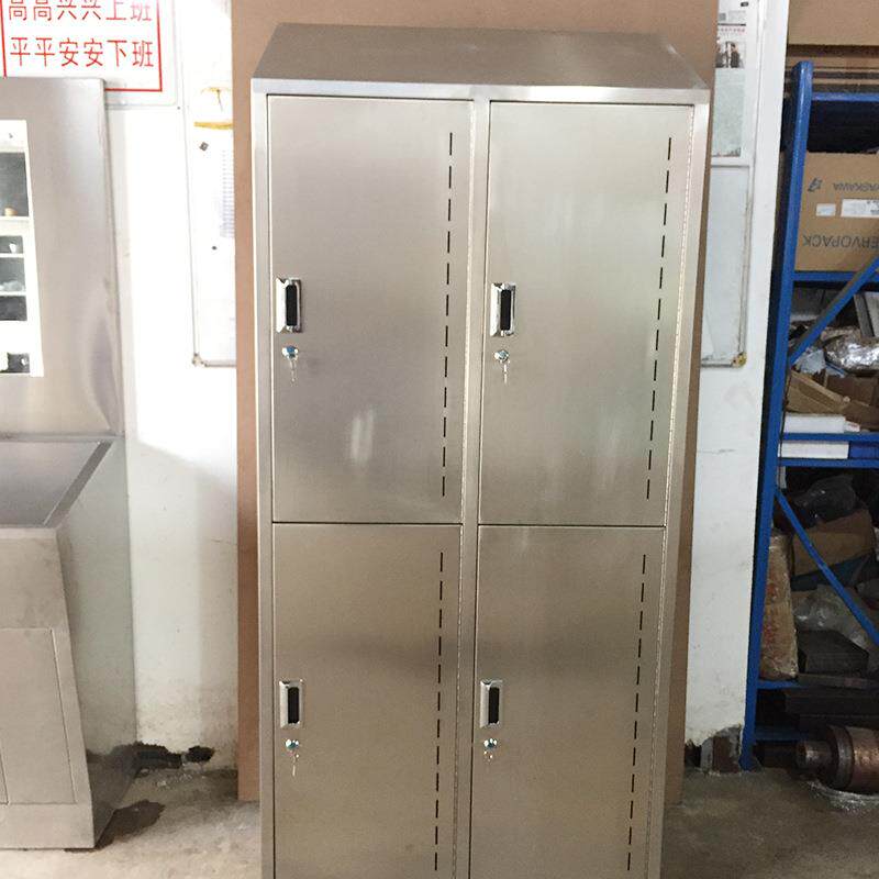 304不钢更衣柜员-四门带锁文件柜柜浴室锈存包宿舍工储物柜加厚