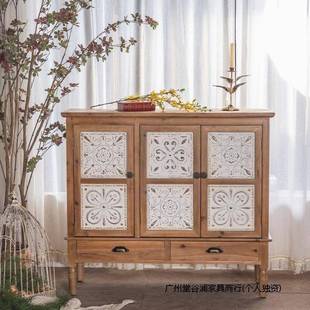 波297西米亚 饰实木入户储物柜柜式 柜美式 乡村法复古做旧玄关斗装