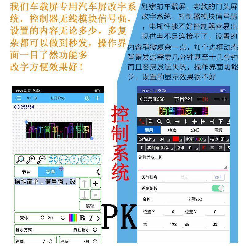 电F告iK汽车内后窗玻璃滚动幕led车载广牌字子全彩显示屏12v98045