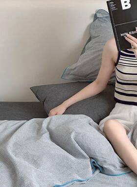 简约风密拷边棉全棉被水洗棉细条纹床上三四床件套纯单套舒适MXSH