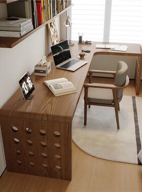 全实木洞洞桌L型RYL转书桌脑单双人窗电桌角落角拐角长靠条桌工作
