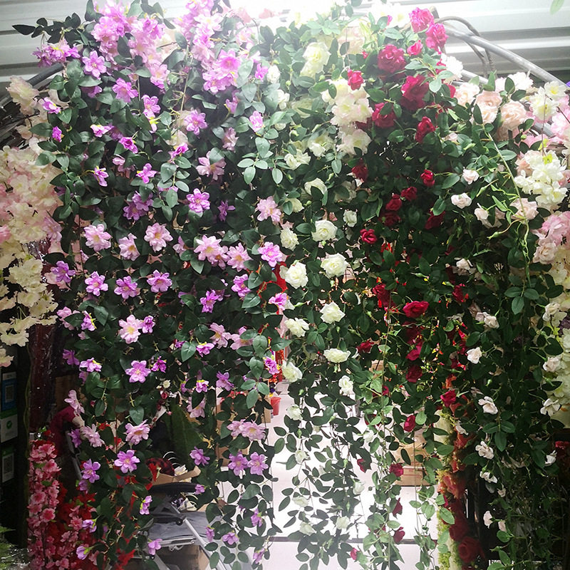 仿真蔷薇玫瑰花藤婚庆橱窗门头