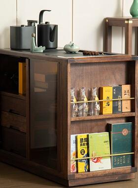 实木大茶柜茶动茶桌茶台家用NVF具收柜乌金移石茶纳盘烧水壶一体