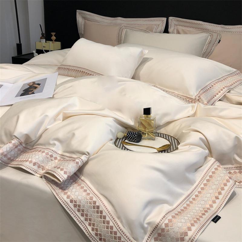 轻奢上床品亲肤100s长床绒棉棉纯棉四全件套单被套CGL59-Mg刺绣床