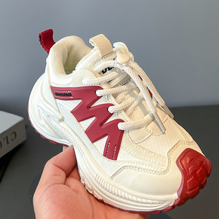 皮面防水户外男童老爹鞋 儿童加绒运动鞋 女童二棉鞋 新款 潮 2025冬季