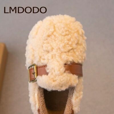 冬季新款保暖防滑居家软底儿童棉拖鞋趣味泰迪毛毛鞋男女童宝宝鞋