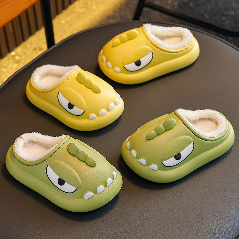 秋冬季儿童包跟棉鞋男女童EVA防水居家亲子踩屎感保暖宝宝棉拖鞋