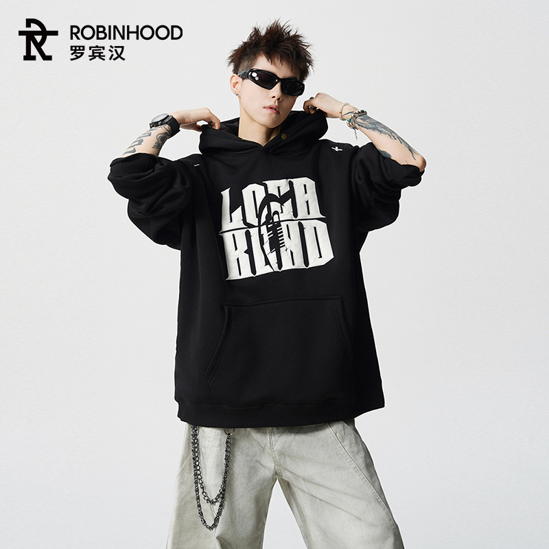 罗宾汉美式休闲卫衣男款刺绣印花