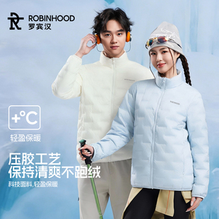 罗宾汉轻薄款90鹅绒羽绒服黑色时尚简约保暖舒适立领宽松休闲外套