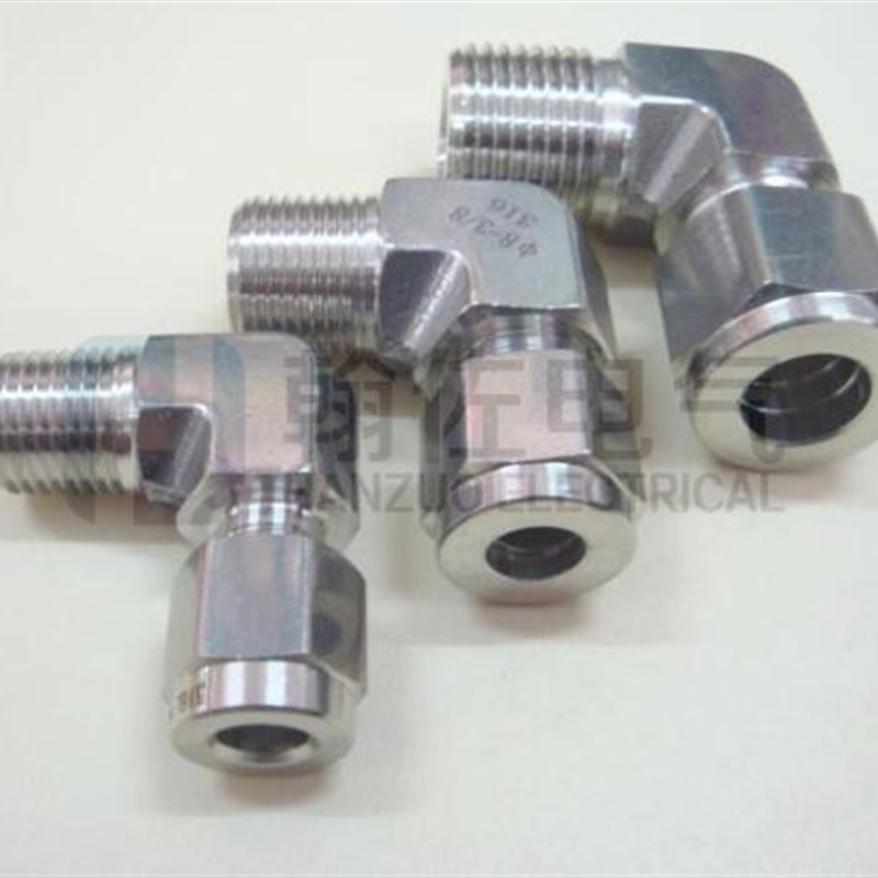 1分不锈钢316L研磨卡套弯头终端 ZG1/8锥螺纹密封 卡6-10mm无缝管