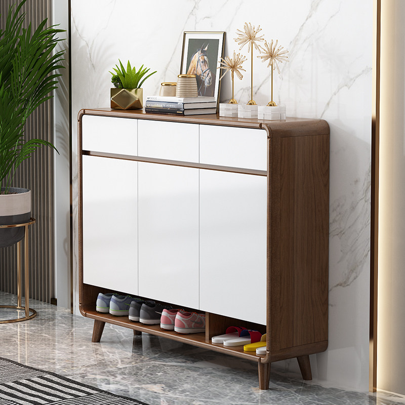 鞋柜家用门口大容量实木简约现代北欧门外烤漆入户隔断玄关门厅柜