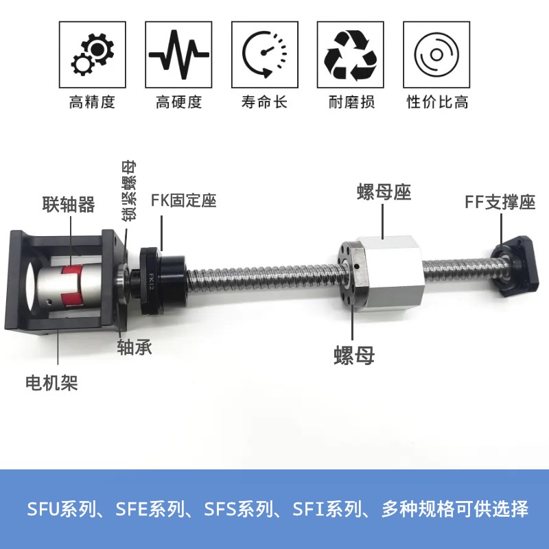 滚珠丝杆丝杠螺母套装升降机滑台模组16052510支撑座全套轴承座