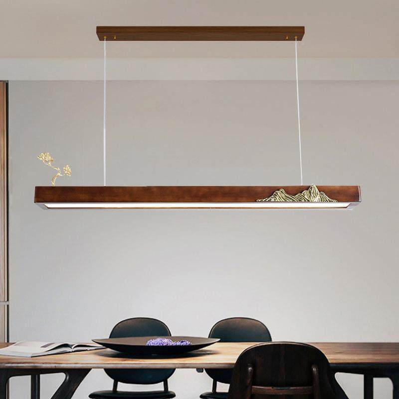 新中式餐厅吊灯吧台长条吊灯现复52724代简约风胡色桃木实木茶室,家装灯饰光源,智能吊灯,淘宝优惠券,粉丝福利购,淘宝优惠卷