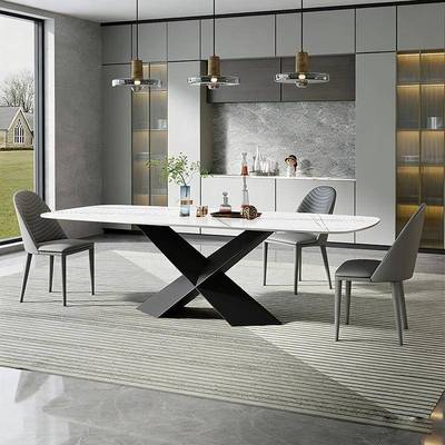 加长方岩板形餐桌现代意式极厅约高感MSDT0016简家用餐台办公大长