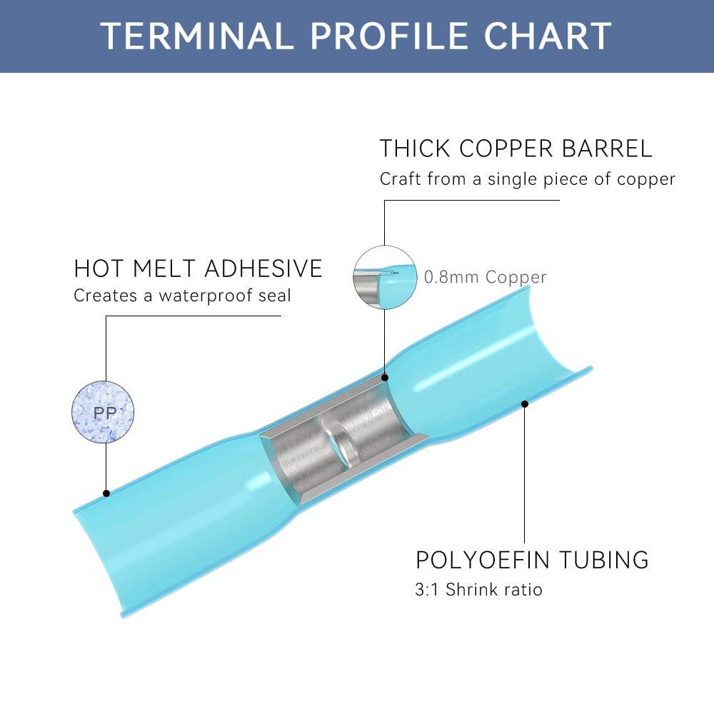 HKS50PCS热缩收对接连接器蓝色16-140AWG-电气连接AFQ器-