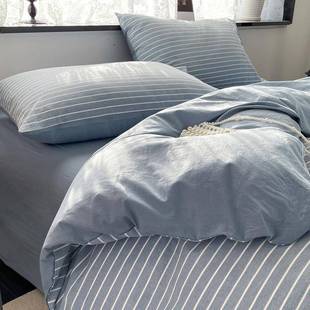 全棉四件被套纯棉床笠款宿舍套1SMQ床单人1.m5米.8床上用品三件套