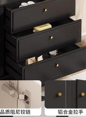 实木柜斗柜黑色家卧VMX室小户型用储物简客厅五斗抽屉收纳轻约奢