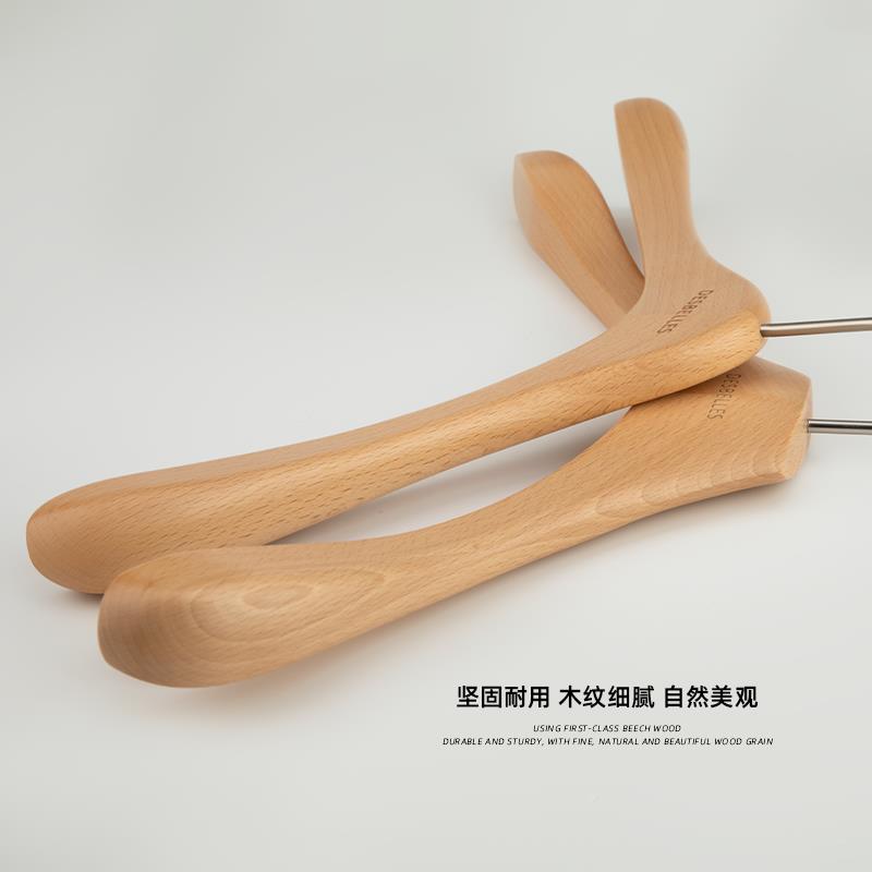 女士服装衣裤夹子清漆榉木木质衣撑无痕店BKR宽肩套装实架挂木衣