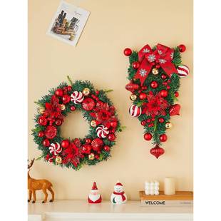 圣置诞节装饰品诞花环门挂挂18圣饰藤条件酒店商挂场场景布圣诞树