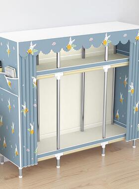 简易橱衣柜WIL家用卧室宿舍出租房管钢粗组装加加固收纳架衣布衣