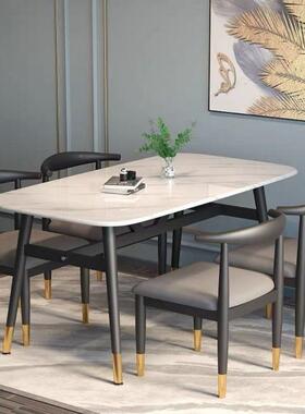 餐桌组合轻奢货用饭XYQ桌简约餐桌长方形办椅公仿大理石网红家餐