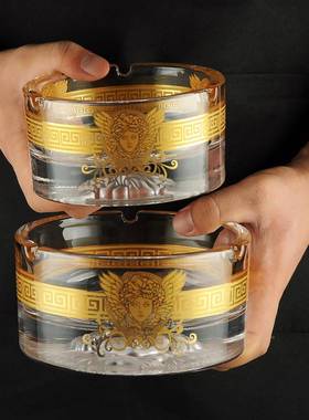 欧式晶奢高档意个AVW性潮轻流家用客厅酒店真金水玻璃工艺品创烟