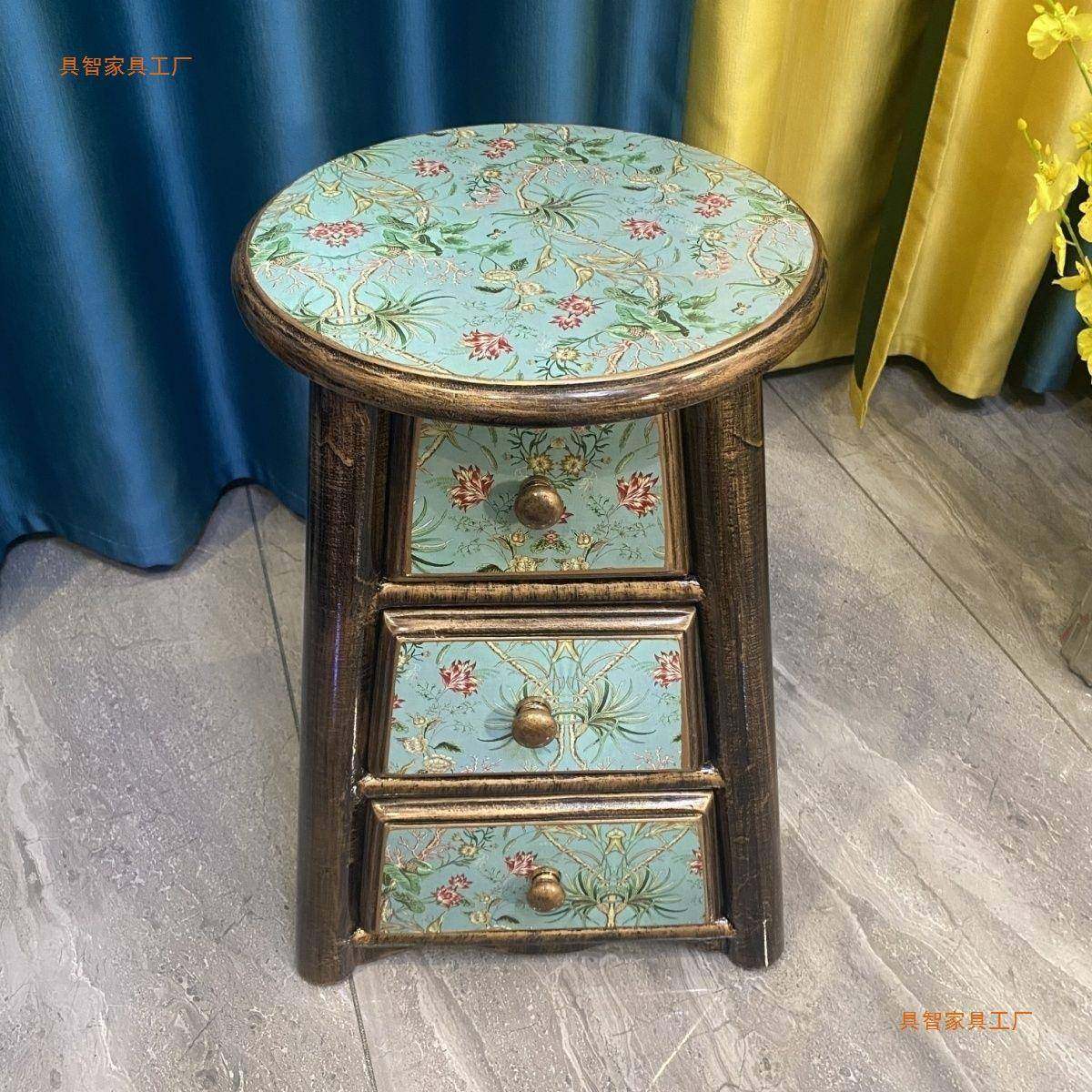 欧式田园家韩式妆具实木凳收纳凳圆凳三抽124凳梳凳46高,美容美体仪器,其它面部美容工具配件,淘宝优惠券,粉丝福利购,淘宝优惠卷