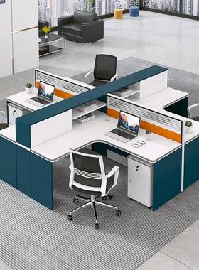 公职员办桌椅组公合简现代屏YZ013235风卡座转角电脑员约工桌办室