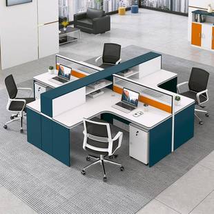 公职员办桌椅组公合简现代屏YZ013235风卡座转角电脑员约工桌办室