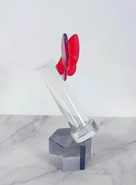 新中式水晶玻璃蝶蝴花插样板房阳台VJO酒柜卧室书花房客厅桌面玄